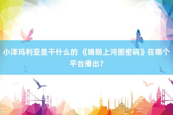 小泽玛利亚是干什么的 《晴朗上河图密码》在哪个平台播出?