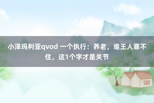 小泽玛利亚qvod 一个执行：养老，谁王人靠不住，这1个字才是关节