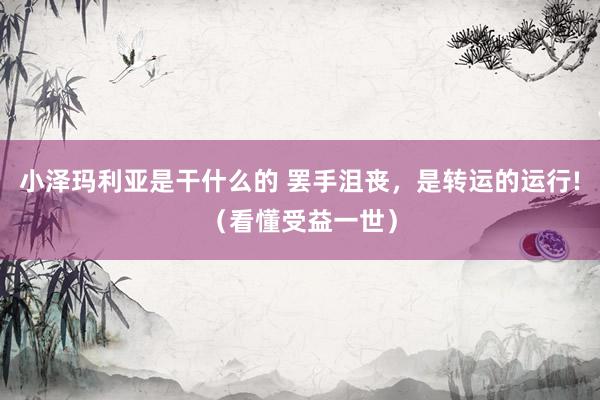 小泽玛利亚是干什么的 罢手沮丧，是转运的运行!（看懂受益一世）